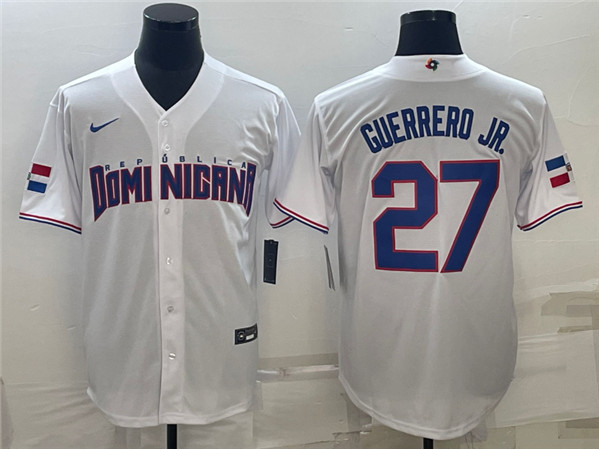 Men's Dominican Republic Baseball #27 Vladimir Guerrero Jr. 2023 White World Baseball Classic Stitched Jersey